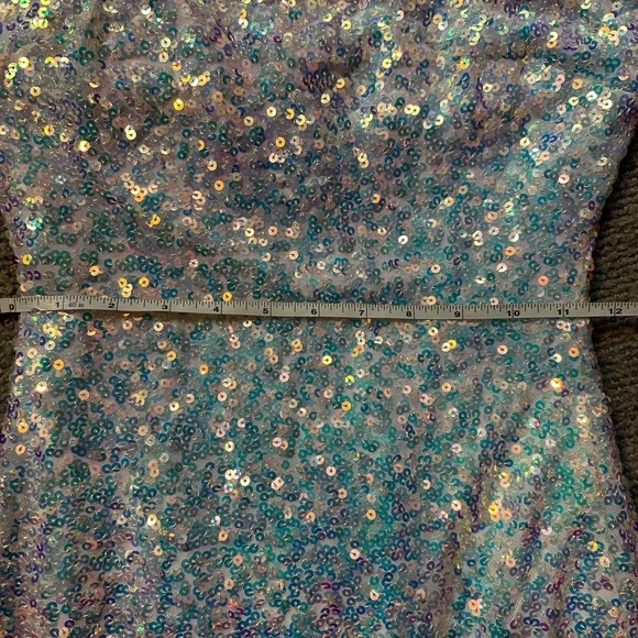 NWT Windsor Sequin Mini Dress Medium White Rainbow Glitter Party Club Bride Glam - Picture 14 of 15